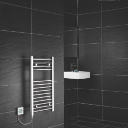 Flomasta 700mm x 400mm 512BTU Chrome Flat Electric Towel Radiator