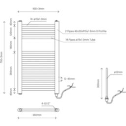 Flomasta 700mm x 400mm 512BTU Chrome Flat Electric Towel Radiator