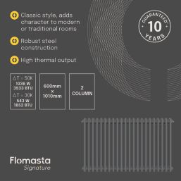 Flomasta 600mm x 1010mm 3533BTU Anthracite Horizontal 2 Column Radiator
