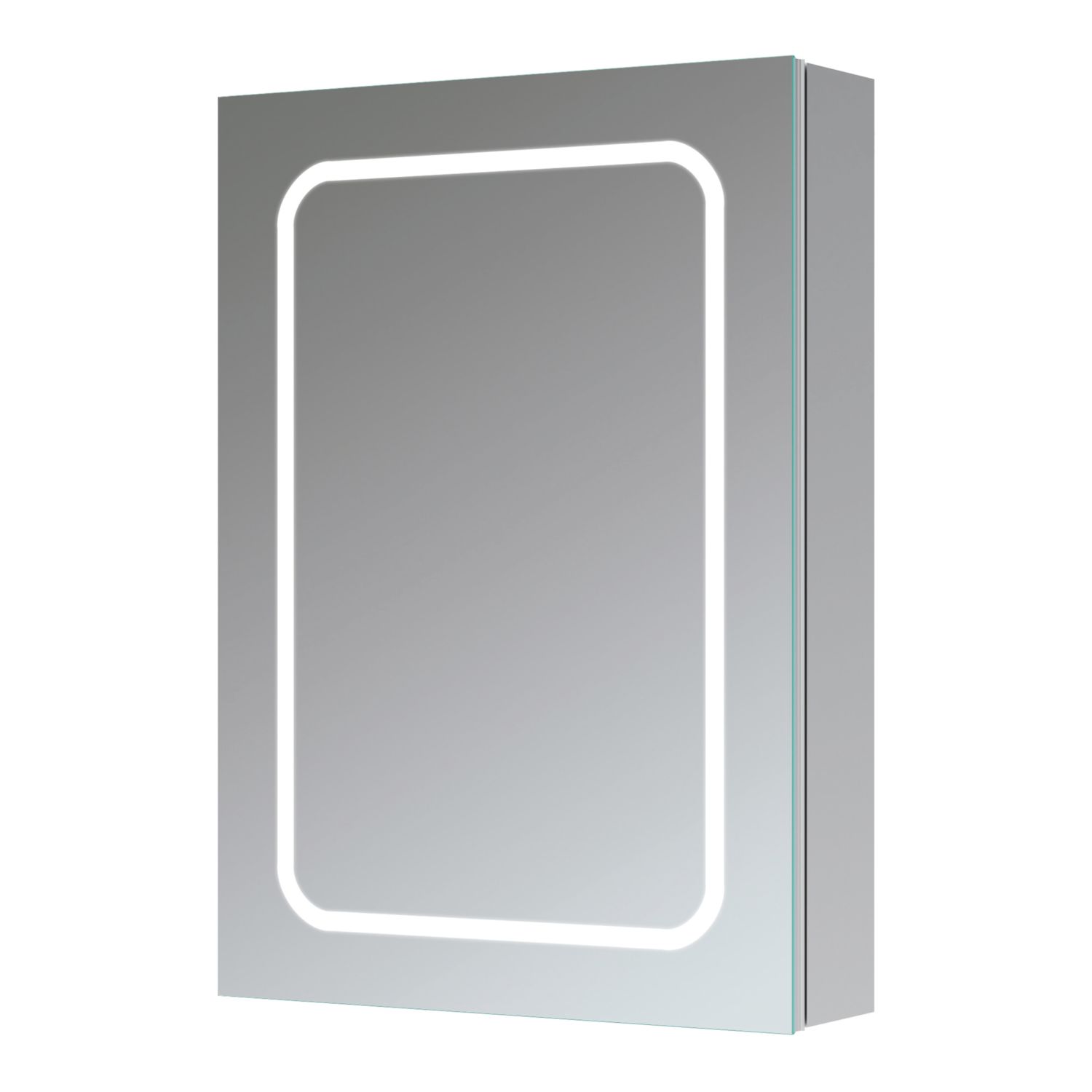 Georgia 1-Door Bathroom Mirror Cabinet With 2860lm LED Light Silver Polished 500mm x 135mm x 700mm (570AN)