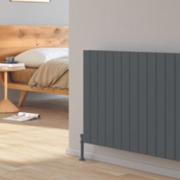 Reina Piatto Double 600mm x 1420mm 5191BTU Anthracite Horizontal Designer Radiator