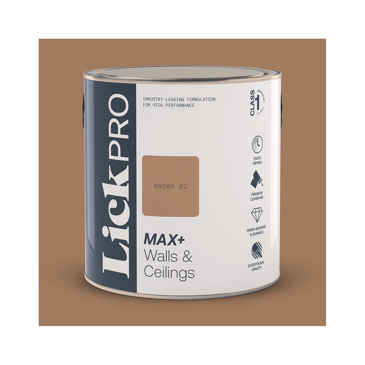 LickPro Max+ 2.5Ltr Brown 02 Matt Emulsion Paint (570JY)