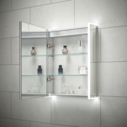 Sensio Ainsley 1-Door Mirrored Bathroom Cabinet & Bluetooth Speaker With 4320lm LED Light Grey Matt 564mm x 130mm x 700mm