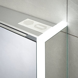Sensio Ainsley 1-Door Mirrored Bathroom Cabinet & Bluetooth Speaker With 4320lm LED Light Grey Matt 564mm x 130mm x 700mm