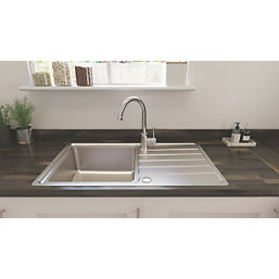 Apollonia 1 Bowl Stainless Steel Reversible Sink & Drainer  864mm x 500mm