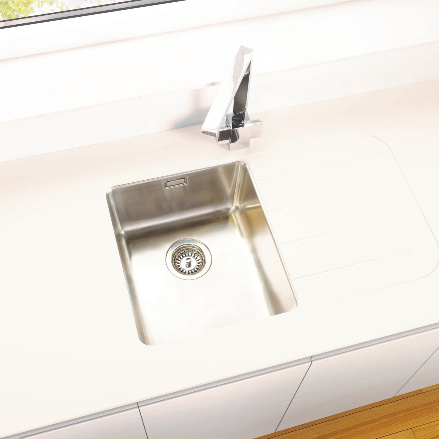 Metis Sand Kitchen Worktop with 1 Bowl Stainless Steel Sink 3050mm x 620mm x 15mm (570PH)