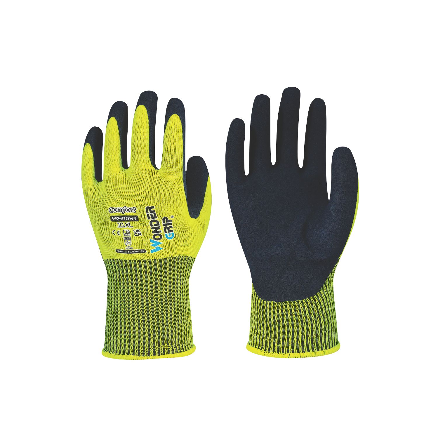 Wonder Grip WG-310HY Comfort Protective Work Gloves High-Vis Yellow/Black X Large (570PP)