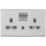 Knightsbridge  13A 2-Gang DP Switched Socket & Night Light Brushed Chrome  with Grey Inserts