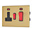 Contactum Lyric 45A 2-Gang DP Cooker Switch & 13A DP Switched Socket Brushed Brass with Neon with Black Inserts