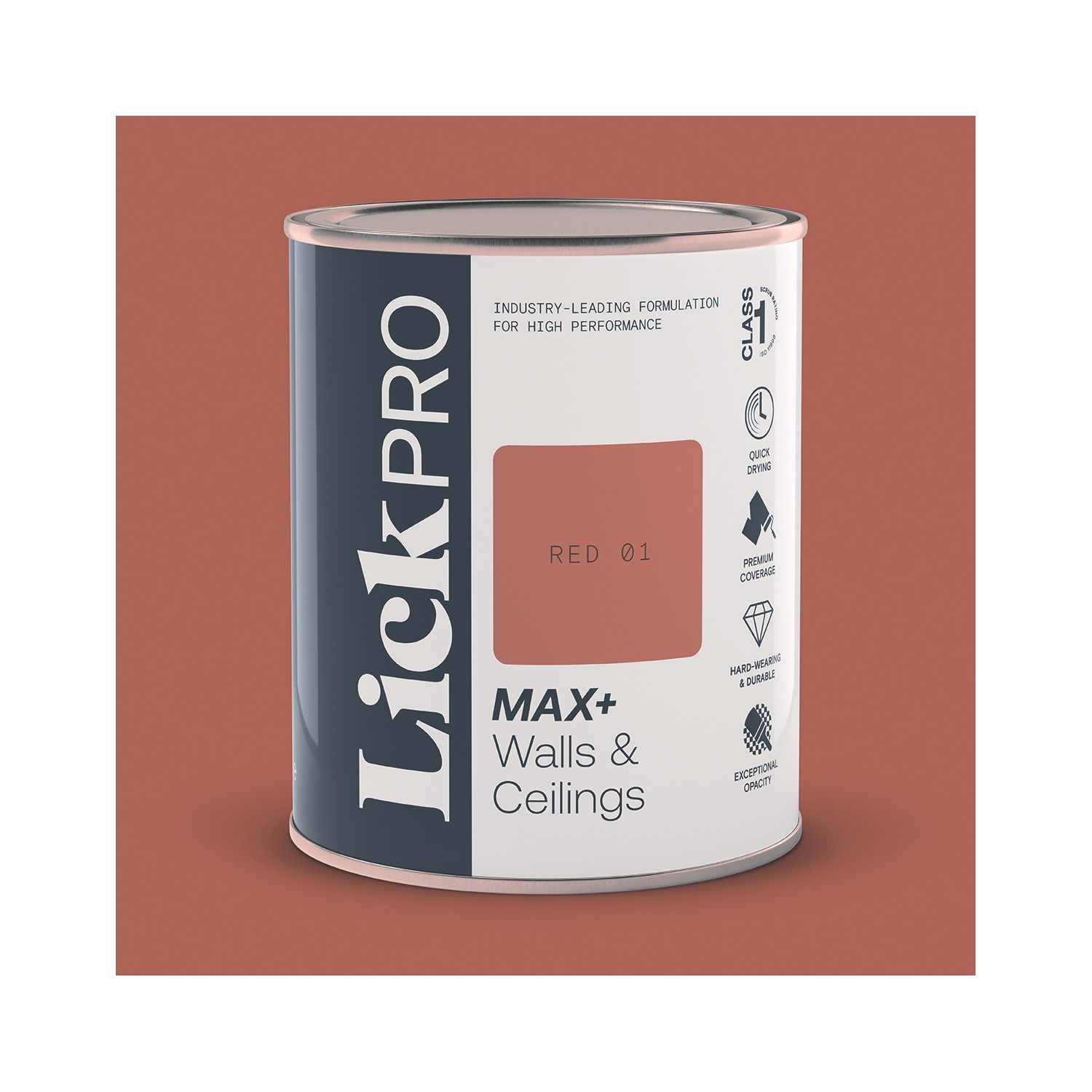 LickPro Max+ 1Ltr Red 01 Matt Emulsion Paint (570TM)