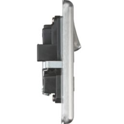 Knightsbridge  13A 1-Gang DP Switched Single Socket Brushed Chrome  with Colour-Matched Inserts