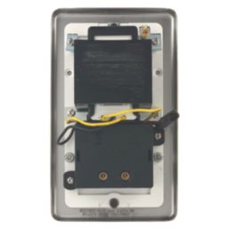 Hager WRSO100BSW  1-Gang Dual Voltage Shaver Socket 115/230V ACV Brushed Steel with White Inserts