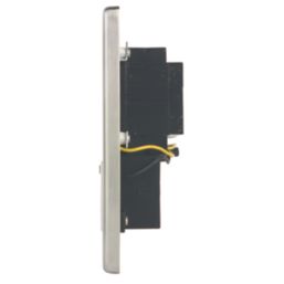 Hager WRSO100BSW  1-Gang Dual Voltage Shaver Socket 115/230V ACV Brushed Steel with White Inserts