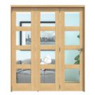 Green & Taylor  3-Door 4-Clear Light Unfinished Oak Wooden Shaker Internal Bi-Fold Door 2060mm x 1794mm