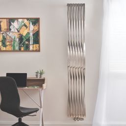 Time Twister  2000mm x 310mm 3706BTU Matt Chrome Vertical Designer Radiator