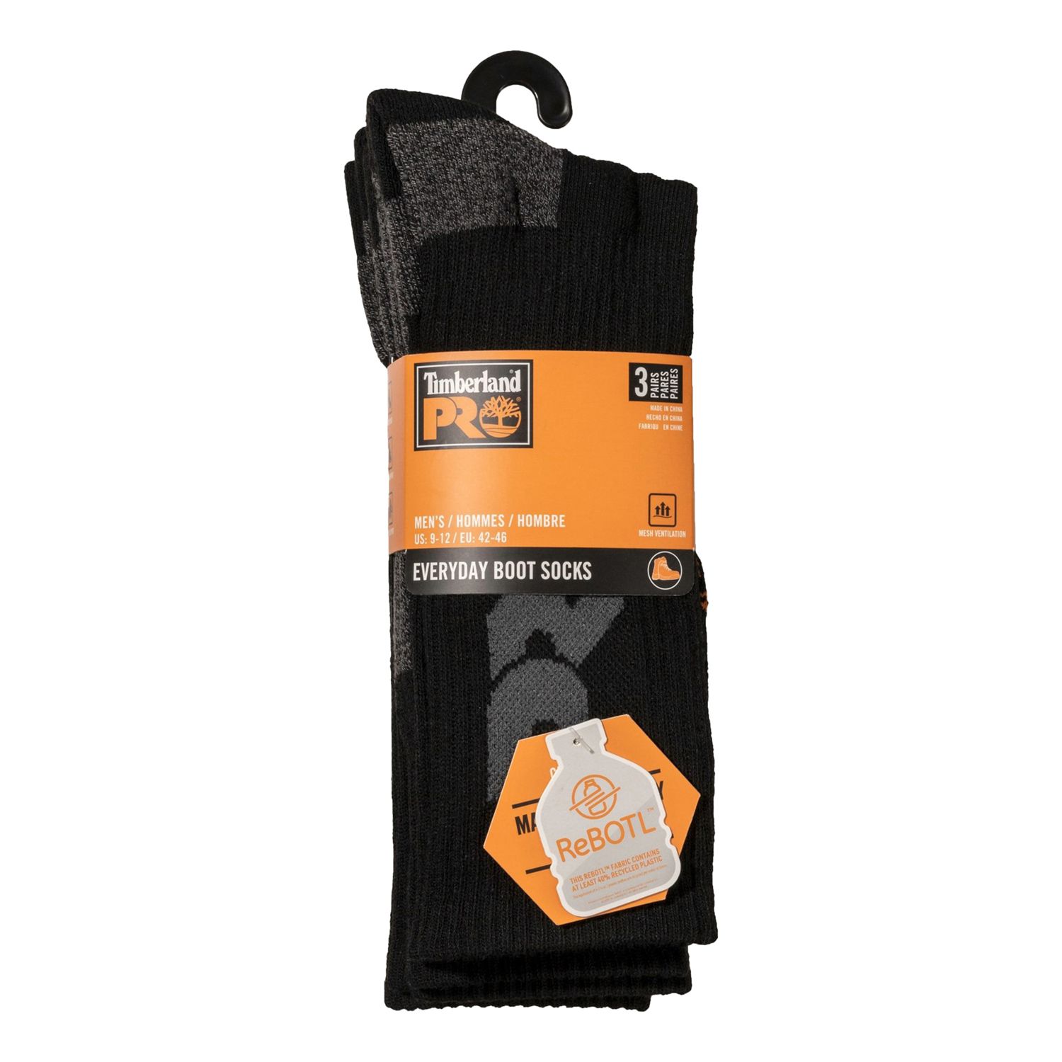 Timberland Pro TP Big Logo Work Socks Black 11-13 3 Pairs (571XC)