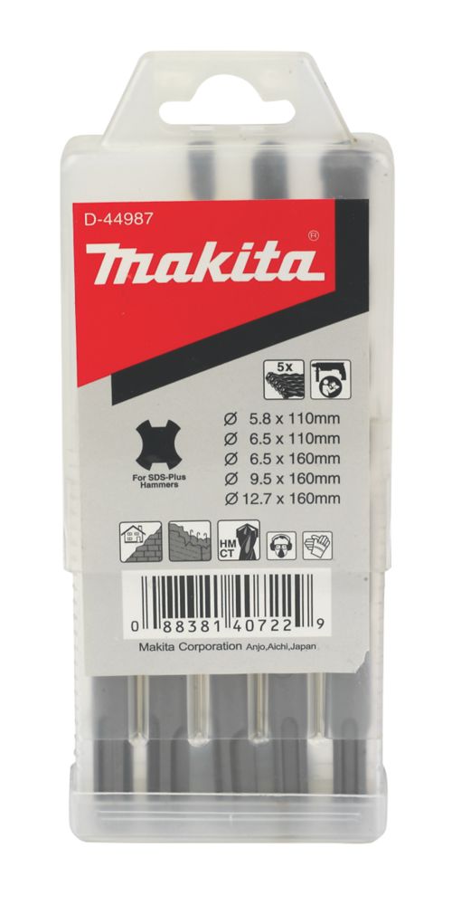 Makita SDS Plus Shank Masonry Drill Bit Set 5 Pieces Screwfix
