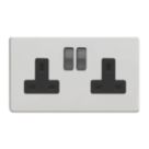 Varilight  13A 2-Gang 2-Pole Switched Socket Paintable  with Black Inserts
