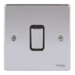 Schneider Electric Ultimate Low Profile 16AX 1-Gang 2-Way Light Switch  Polished Chrome with Black Inserts