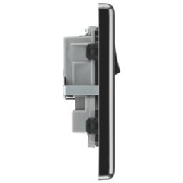 LAP  13A 2-Gang SP Switched Plug Socket Black Nickel  with Black Inserts