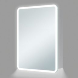 Iowa 1-Door Bathroom Mirror Cabinet With 2880lm LED Light Silver Polished 500mm x 130mm x 700mm