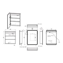 Iowa 1-Door Bathroom Mirror Cabinet With 2880lm LED Light Silver Polished 500mm x 130mm x 700mm