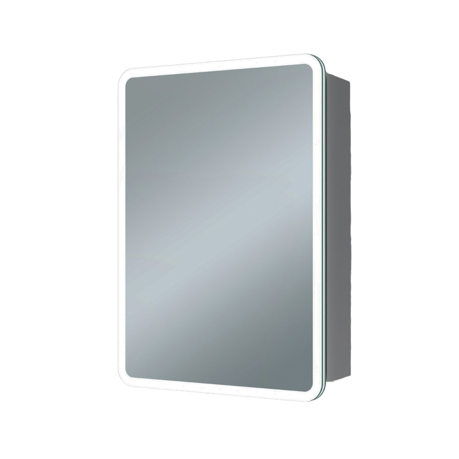 Iowa 1-Door Bathroom Mirror Cabinet With 2880lm LED Light Silver Polished 500mm x 130mm x 700mm (572AN)