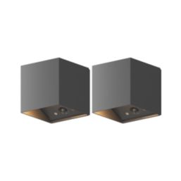 Calex Falerna Outdoor Rechargeable LED Up & Down Wall Lights With PIR & Photocell Sensor Black 70lm 2 Pack