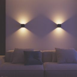 Calex Falerna Outdoor Rechargeable LED Up & Down Wall Lights With PIR & Photocell Sensor Black 70lm 2 Pack
