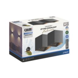 Calex Falerna Outdoor Rechargeable LED Up & Down Wall Lights With PIR & Photocell Sensor Black 70lm 2 Pack