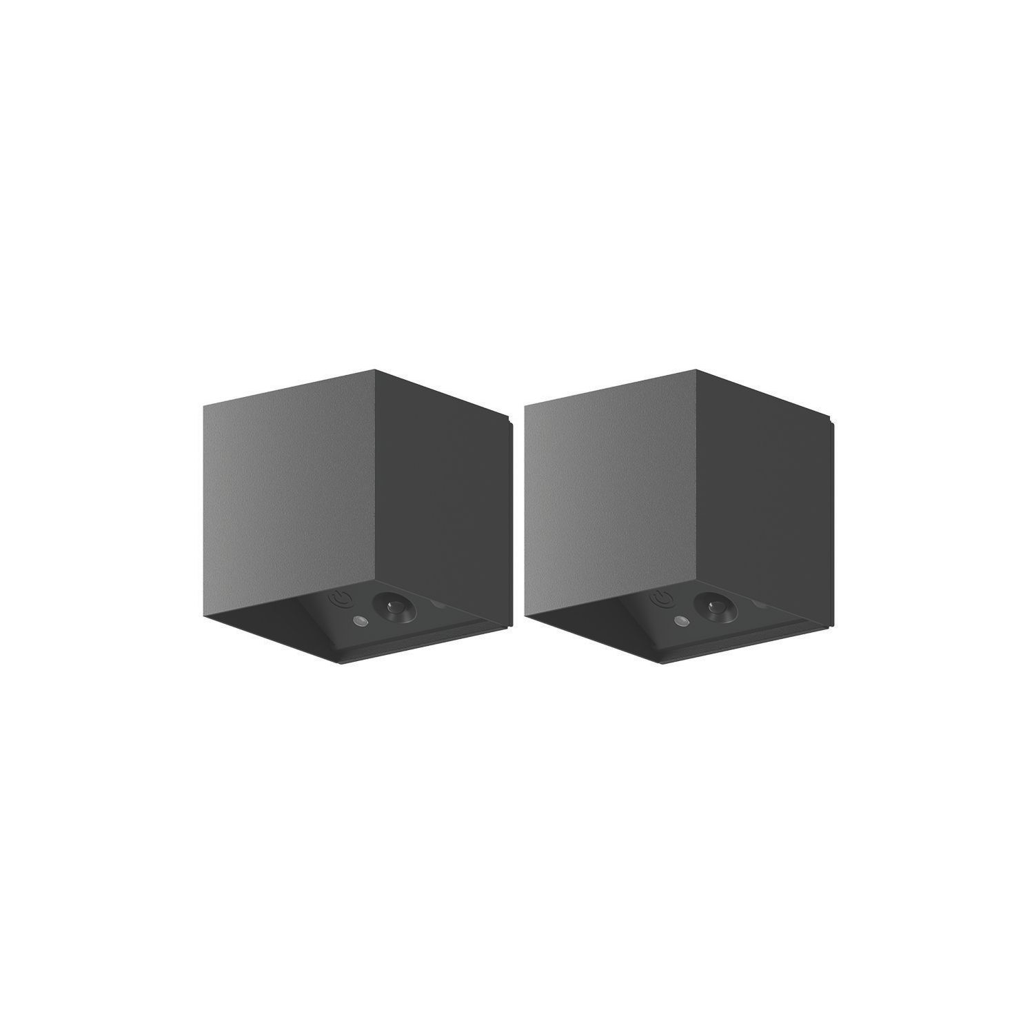 Calex Falerna Outdoor Rechargeable LED Up & Down Wall Lights With PIR & Photocell Sensor Black 70lm 2 Pack (572EY)