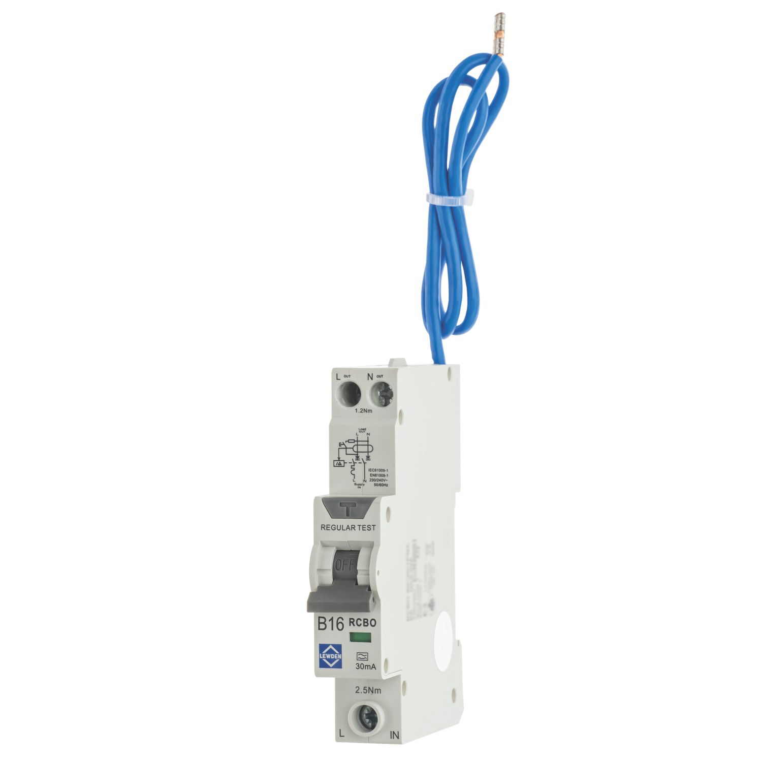 Lewden 16A 30mA Type A 1+N B Curve Compact RCBO (572HM)