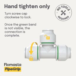 Flomasta  Plastic Push-Fit Equal Tees 15mm 5 Pack