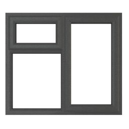Crystal  Right-Hand & Top Opening Clear Triple-Glazed Casement Anthracite on White uPVC Window 1190mm x 1115mm