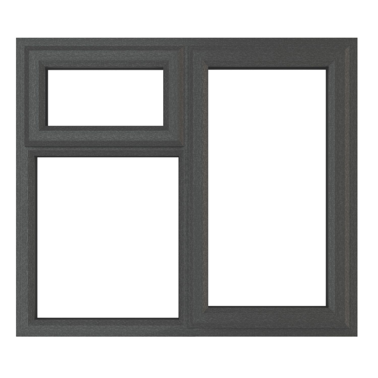 Crystal Right-Hand & Top Opening Clear Triple-Glazed Casement Anthracite on White uPVC Window 1190mm x 1115mm (572JN)