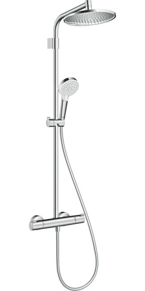 Hansgrohe Crometta S HP Rear-Fed Exposed Chrome Thermostatic Mixer Shower