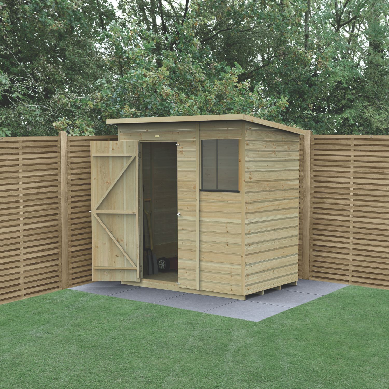 Forest Beckwood 6' x 4' (Nominal) Pent Shiplap Timber Shed with Assembly (572RF)