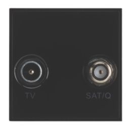 Contactum Media Modular Coaxial TV & F-Type Satellite Socket Black ...