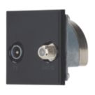 Contactum Media Modular Coaxial TV & F-Type Satellite Socket Black