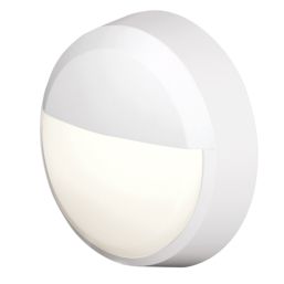 4lite Pylus Outdoor Round LED Bulkhead Wall Light with Eyelid Cover White 12W 660lm