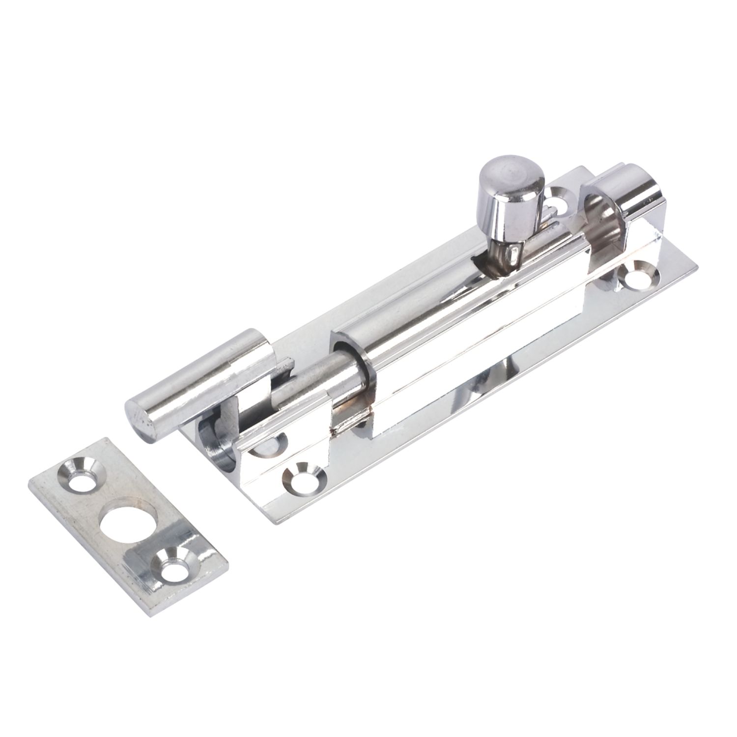 Necked Door Bolt Polished Chrome 76mm (57325)