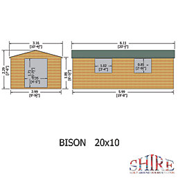 Shire Bison 19' 6" x 10' (Nominal) Apex Tongue & Groove Timber Workshop