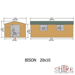Shire Bison 19' 6" x 10' (Nominal) Apex Tongue & Groove Timber Workshop