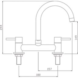 Streame by Abode ACT3030 Galley Contemporary Deck Mounted Mixer Swan Chrome