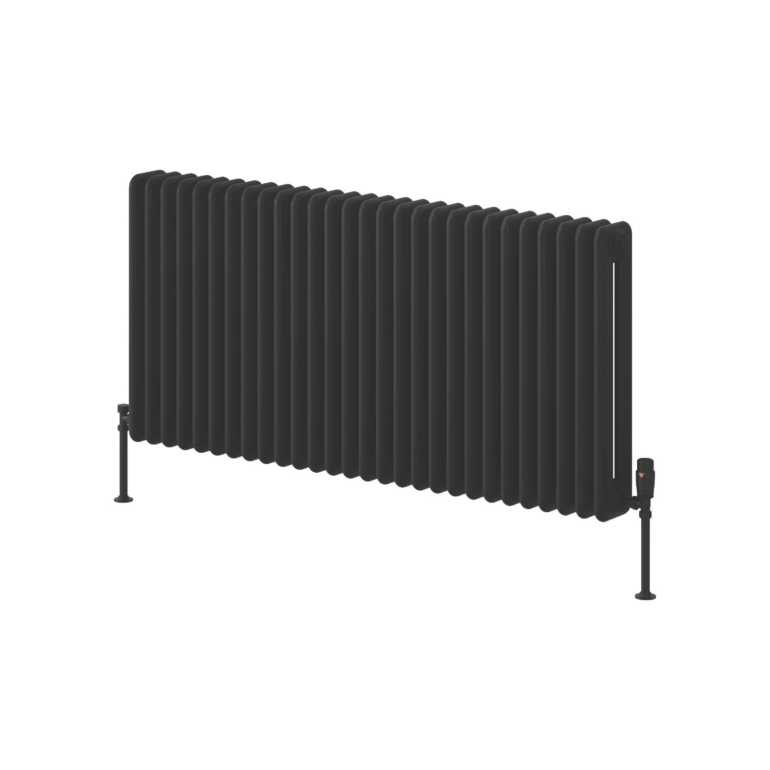 Reina 600mm x 1265mm 7190BTU Black Horizontal 2 Column Radiator (573LH)