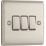 British General Nexus Metal 20 A  16AX 3-Gang 2-Way Light Switch  Pearl Nickel with Colour-Matched Inserts