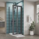 ETAL  Framed Square Bi-Fold Door Shower Enclosure & Tray  Matt Black 690mm x 690mm x 1940mm