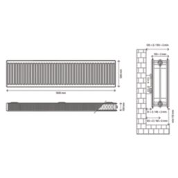 Flomasta 500mm x 1600mm 8034BTU White Type 22 Convector Radiator