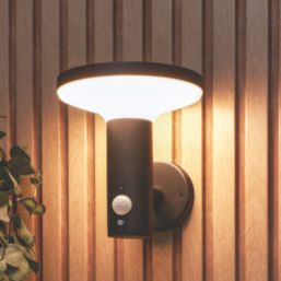 Zink Clara Outdoor LED Solar Wall Light With PIR Sensor Black 600lm
