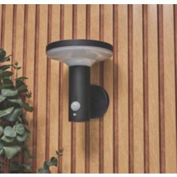Zink Clara Outdoor LED Solar Wall Light With PIR Sensor Black 600lm
